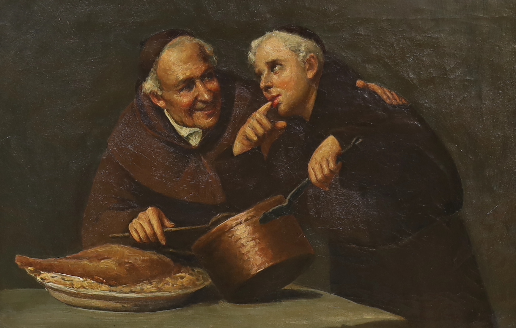 After Raffaele Frigerio (Italian, 1874-1948), oil on canvas, 'The special ingredient', indistinctly signed, S Ma..g?, 36cm x 24cm